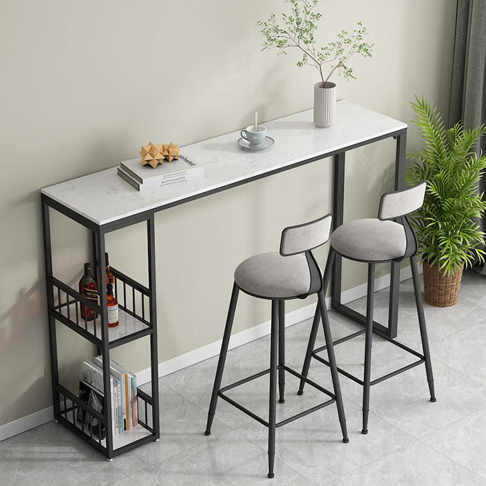 Glam Style 41.3"H Bar Table Marble White Rectangle Top Bistro Table for Living Room Clearhalo 'Bar Furniture' 'Bar Tables' 'bar_tables' 'Furniture' 'furniture_bar_tables' 'Kitchen & Dining Furniture' 'kitchen&dining_furn' 'kitchen' 4245315