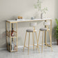 Glam Style 41.3"H Bar Table Marble White Rectangle Top Bistro Table for Living Room Clearhalo 'Bar Furniture' 'Bar Tables' 'bar_tables' 'Furniture' 'furniture_bar_tables' 'Kitchen & Dining Furniture' 'kitchen&dining_furn' 'kitchen' 4245317