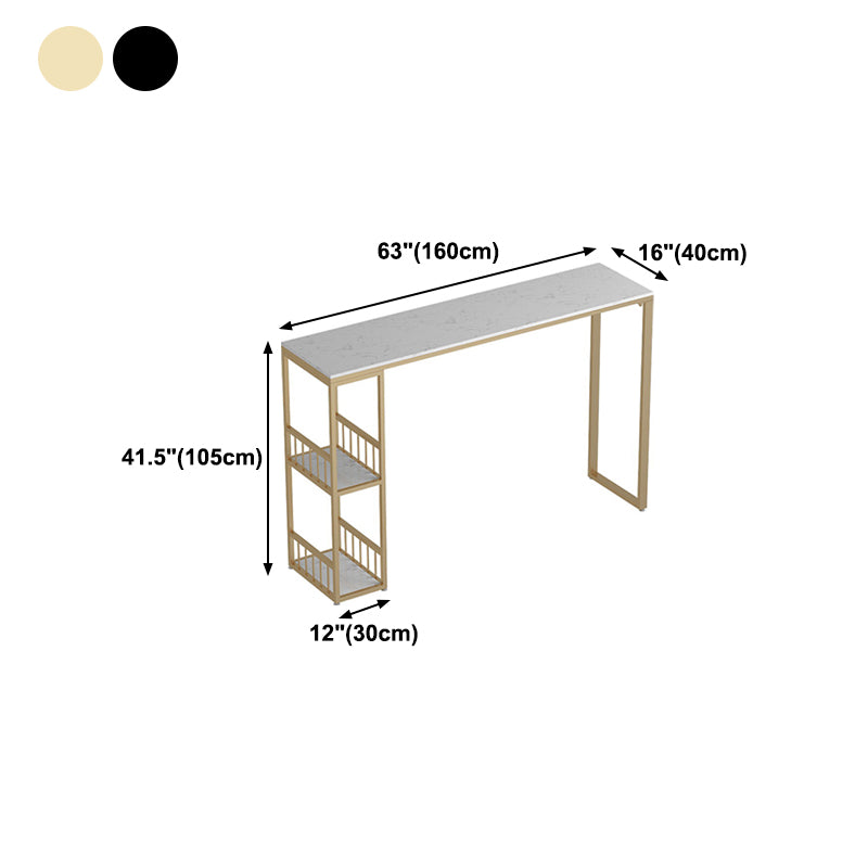Glam Style 41.3"H Bar Table Marble White Rectangle Top Bistro Table for Living Room Clearhalo 'Bar Furniture' 'Bar Tables' 'bar_tables' 'Furniture' 'furniture_bar_tables' 'Kitchen & Dining Furniture' 'kitchen&dining_furn' 'kitchen' 4245324