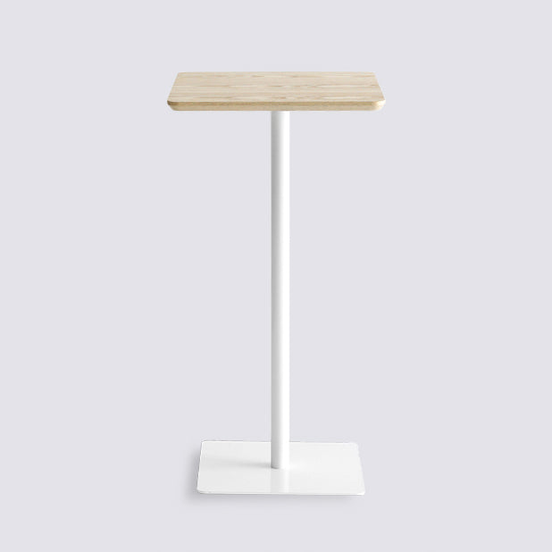 Industrial Solid Wood Bar Dining Table Steel Single Pedestal Bistro Table Fixed Table Natural Square Clearhalo 'Bar Furniture' 'Bar Tables' 'bar_tables' 'Furniture' 'furniture_bar_tables' 'Kitchen & Dining Furniture' 'kitchen&dining_furn' 'kitchen' 4245327