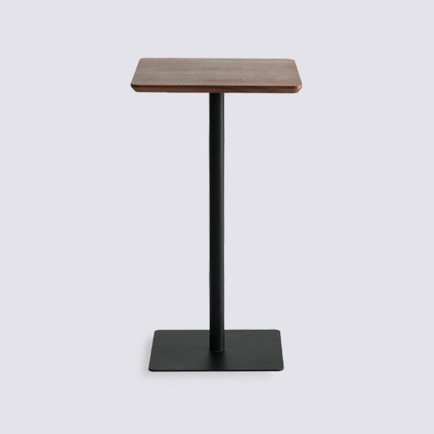 Industrial Solid Wood Bar Dining Table Steel Single Pedestal Bistro Table Fixed Table Walnut Square Clearhalo 'Bar Furniture' 'Bar Tables' 'bar_tables' 'Furniture' 'furniture_bar_tables' 'Kitchen & Dining Furniture' 'kitchen&dining_furn' 'kitchen' 4245330