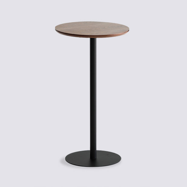 Industrial Solid Wood Bar Dining Table Steel Single Pedestal Bistro Table Fixed Table Walnut Round Clearhalo 'Bar Furniture' 'Bar Tables' 'bar_tables' 'Furniture' 'furniture_bar_tables' 'Kitchen & Dining Furniture' 'kitchen&dining_furn' 'kitchen' 4245332