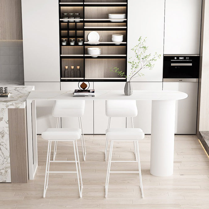 Glam Style 41.3"H Bar Table Faux Marble White Top Specialty Bistro Table for Living Room Clearhalo 'Bar Furniture' 'Bar Tables' 'bar_tables' 'Furniture' 'furniture_bar_tables' 'Kitchen & Dining Furniture' 'kitchen&dining_furn' 'kitchen' 4245350