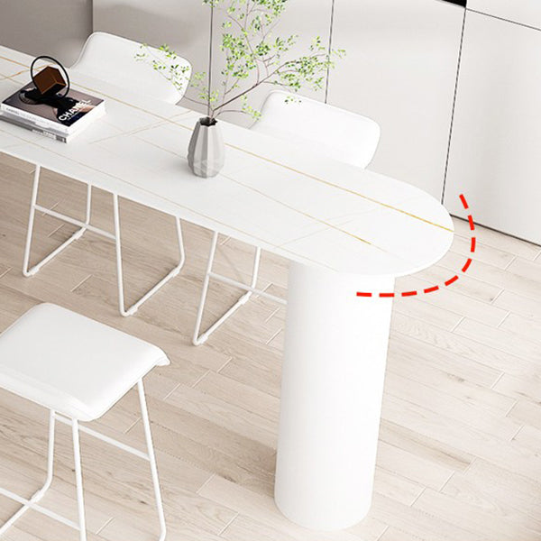 Glam Style 41.3"H Bar Table Faux Marble White Top Specialty Bistro Table for Living Room Clearhalo 'Bar Furniture' 'Bar Tables' 'bar_tables' 'Furniture' 'furniture_bar_tables' 'Kitchen & Dining Furniture' 'kitchen&dining_furn' 'kitchen' 4245356