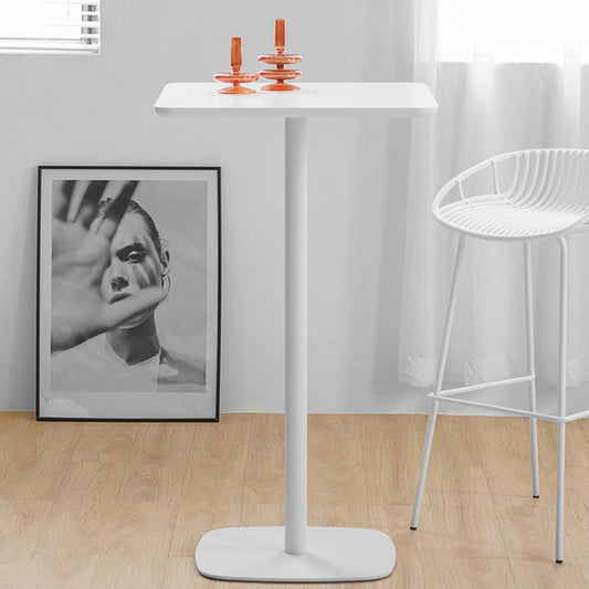 Industrial Metal Bar Table Square Top 41.3"H Pedestal Bistro Table for Cafe Clearhalo 'Bar Furniture' 'Bar Tables' 'bar_tables' 'furn' 'furn_bar_tables' 'Furniture' 'furniture_bar_tables' 'Kitchen & Dining Furniture' 'kitchen&dining_furn' 'kitchen' 4245383