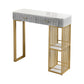 Glam Rectangle Indoor Bar Dining Table White Marble Bistro Table with Drawer Light Gray Without Chairs Clearhalo 'Bar Furniture' 'Bar Tables' 'bar_tables' 'furn' 'furn_bar_tables' 'Furniture' 'furniture_bar_tables' 'Kitchen & Dining Furniture' 'kitchen&dining_furn' 'kitchen' 4245402
