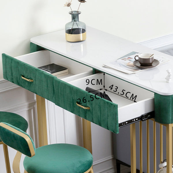 Glam Rectangle Indoor Bar Dining Table White Marble Bistro Table with Drawer Clearhalo 'Bar Furniture' 'Bar Tables' 'bar_tables' 'furn' 'furn_bar_tables' 'Furniture' 'furniture_bar_tables' 'Kitchen & Dining Furniture' 'kitchen&dining_furn' 'kitchen' 4245410