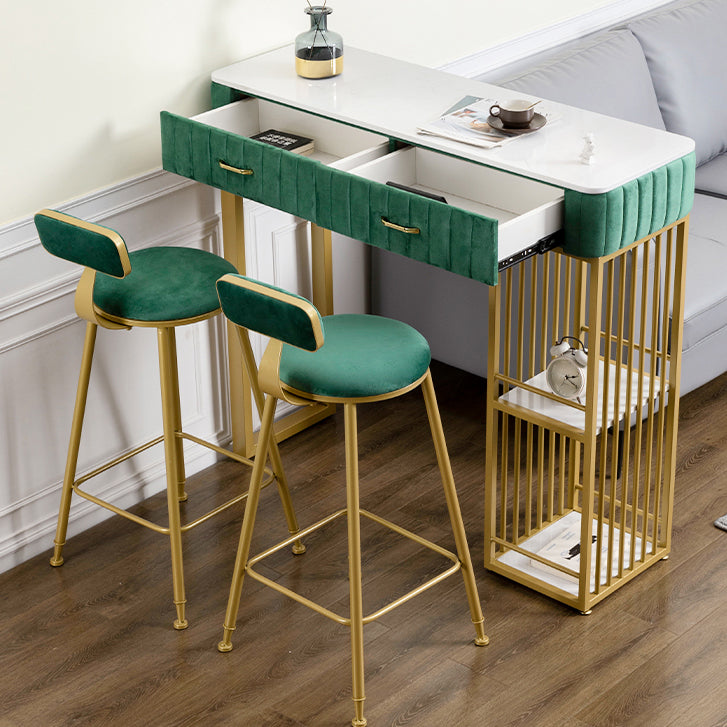Glam Rectangle Indoor Bar Dining Table White Marble Bistro Table with Drawer Clearhalo 'Bar Furniture' 'Bar Tables' 'bar_tables' 'furn' 'furn_bar_tables' 'Furniture' 'furniture_bar_tables' 'Kitchen & Dining Furniture' 'kitchen&dining_furn' 'kitchen' 4245412