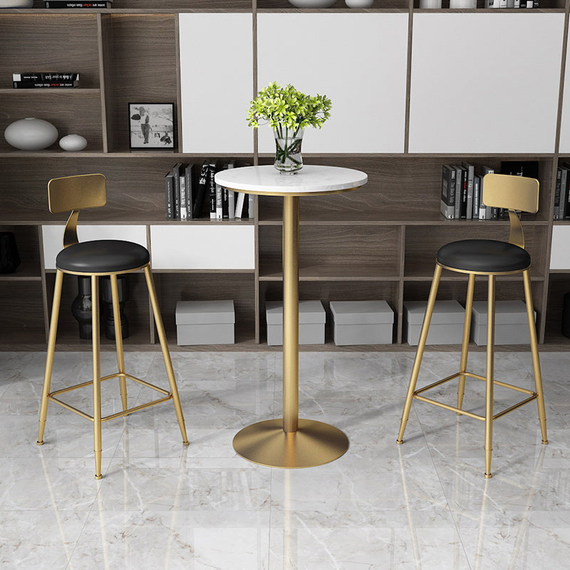 Glam Style Gold Iron Bar Table Marble Top Bistro Table - 21.6"W x 41.3"H Clearhalo 'Bar Furniture' 'Bar Tables' 'bar_tables' 'Furniture' 'furniture_bar_tables' 'Kitchen & Dining Furniture' 'kitchen&dining_furn' 'kitchen' 4245421