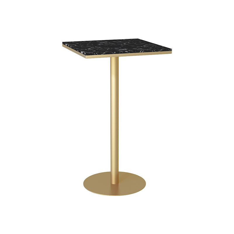 Glam Style Gold Iron Bar Table Marble Top Bistro Table - 21.6"W x 41.3"H Black Square Clearhalo 'Bar Furniture' 'Bar Tables' 'bar_tables' 'Furniture' 'furniture_bar_tables' 'Kitchen & Dining Furniture' 'kitchen&dining_furn' 'kitchen' 4245422