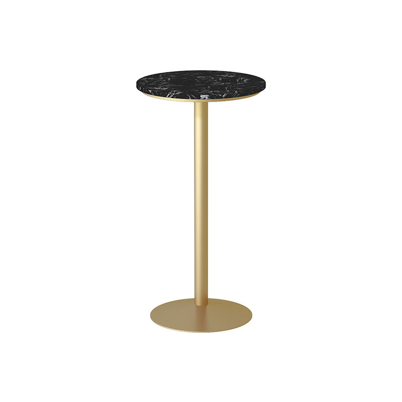 Glam Style Gold Iron Bar Table Marble Top Bistro Table - 21.6"W x 41.3"H Black Round Clearhalo 'Bar Furniture' 'Bar Tables' 'bar_tables' 'Furniture' 'furniture_bar_tables' 'Kitchen & Dining Furniture' 'kitchen&dining_furn' 'kitchen' 4245423