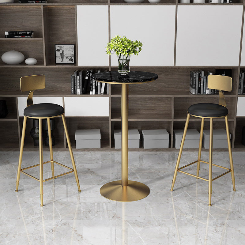 Glam Style Gold Iron Bar Table Marble Top Bistro Table - 21.6"W x 41.3"H Clearhalo 'Bar Furniture' 'Bar Tables' 'bar_tables' 'Furniture' 'furniture_bar_tables' 'Kitchen & Dining Furniture' 'kitchen&dining_furn' 'kitchen' 4245426