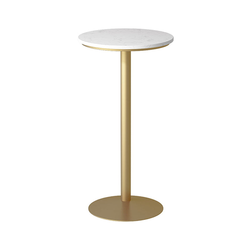 Glam Style Gold Iron Bar Table Marble Top Bistro Table - 21.6"W x 41.3"H White Round Clearhalo 'Bar Furniture' 'Bar Tables' 'bar_tables' 'Furniture' 'furniture_bar_tables' 'Kitchen & Dining Furniture' 'kitchen&dining_furn' 'kitchen' 4245428