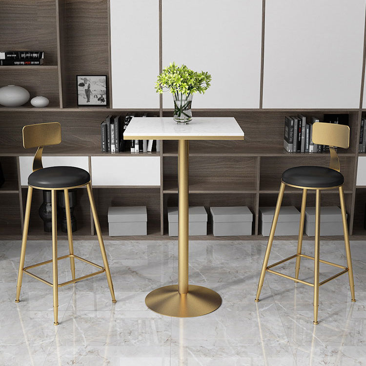 Glam Style Gold Iron Bar Table Marble Top Bistro Table - 21.6"W x 41.3"H Clearhalo 'Bar Furniture' 'Bar Tables' 'bar_tables' 'Furniture' 'furniture_bar_tables' 'Kitchen & Dining Furniture' 'kitchen&dining_furn' 'kitchen' 4245433