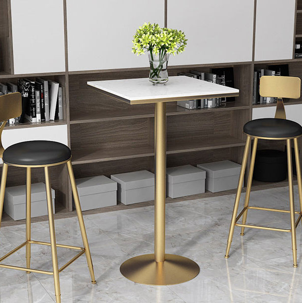 Glam Style Gold Iron Bar Table Marble Top Bistro Table - 21.6"W x 41.3"H Clearhalo 'Bar Furniture' 'Bar Tables' 'bar_tables' 'Furniture' 'furniture_bar_tables' 'Kitchen & Dining Furniture' 'kitchen&dining_furn' 'kitchen' 4245434
