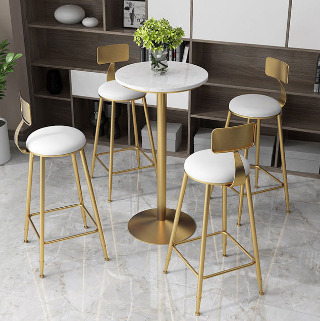 Glam Style Gold Iron Bar Table Marble Top Bistro Table - 21.6"W x 41.3"H Clearhalo 'Bar Furniture' 'Bar Tables' 'bar_tables' 'Furniture' 'furniture_bar_tables' 'Kitchen & Dining Furniture' 'kitchen&dining_furn' 'kitchen' 4245435