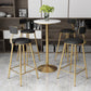 Glam Style Gold Iron Bar Table Marble Top Bistro Table - 21.6"W x 41.3"H Clearhalo 'Bar Furniture' 'Bar Tables' 'bar_tables' 'Furniture' 'furniture_bar_tables' 'Kitchen & Dining Furniture' 'kitchen&dining_furn' 'kitchen' 4245436