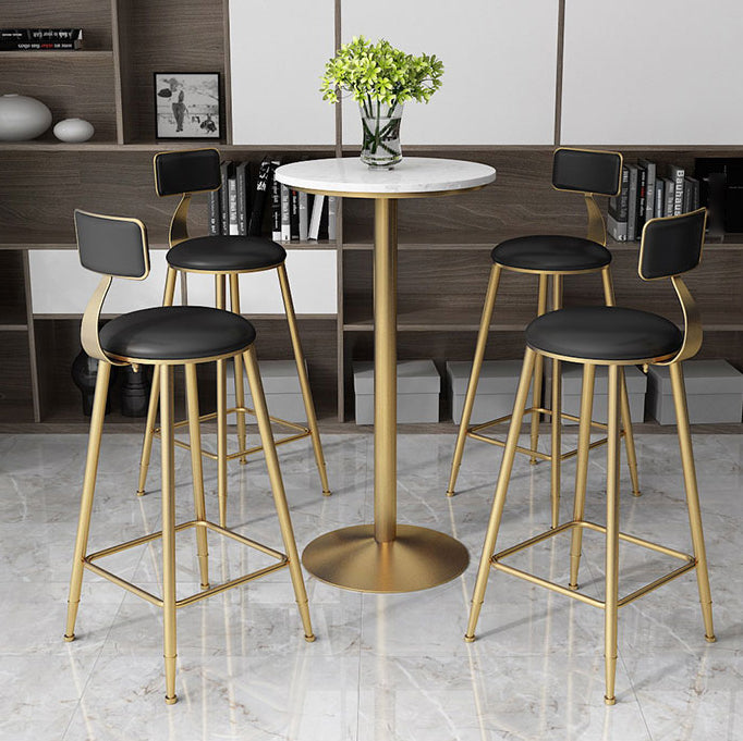 Glam Style Gold Iron Bar Table Marble Top Bistro Table - 21.6"W x 41.3"H Clearhalo 'Bar Furniture' 'Bar Tables' 'bar_tables' 'Furniture' 'furniture_bar_tables' 'Kitchen & Dining Furniture' 'kitchen&dining_furn' 'kitchen' 4245436