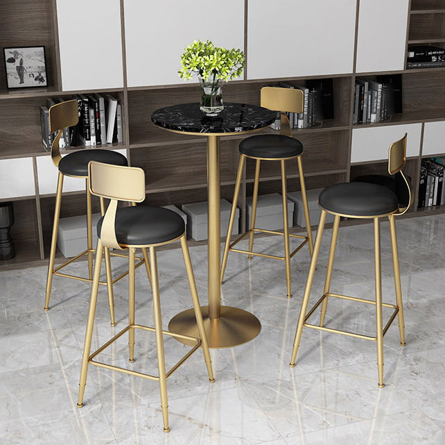 Glam Style Gold Iron Bar Table Marble Top Bistro Table - 21.6"W x 41.3"H Clearhalo 'Bar Furniture' 'Bar Tables' 'bar_tables' 'Furniture' 'furniture_bar_tables' 'Kitchen & Dining Furniture' 'kitchen&dining_furn' 'kitchen' 4245438