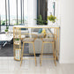 Glam Style Gold Iron Bar Table 41.3"H Marble White Top Bistro Table for Living Room Clearhalo 'Bar Furniture' 'Bar Tables' 'bar_tables' 'Furniture' 'furniture_bar_tables' 'Kitchen & Dining Furniture' 'kitchen&dining_furn' 'kitchen' 4245462
