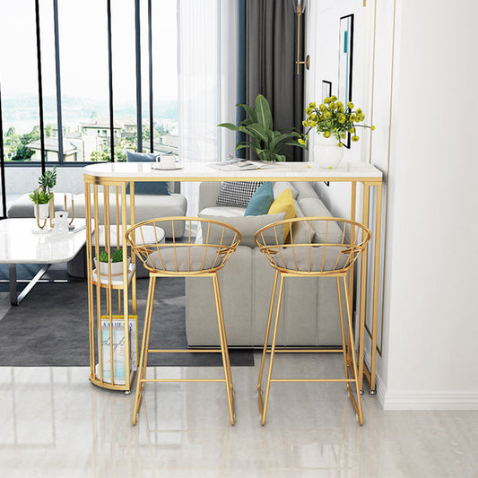 Glam Style Gold Iron Bar Table 41.3"H Marble White Top Bistro Table for Living Room Clearhalo 'Bar Furniture' 'Bar Tables' 'bar_tables' 'Furniture' 'furniture_bar_tables' 'Kitchen & Dining Furniture' 'kitchen&dining_furn' 'kitchen' 4245462