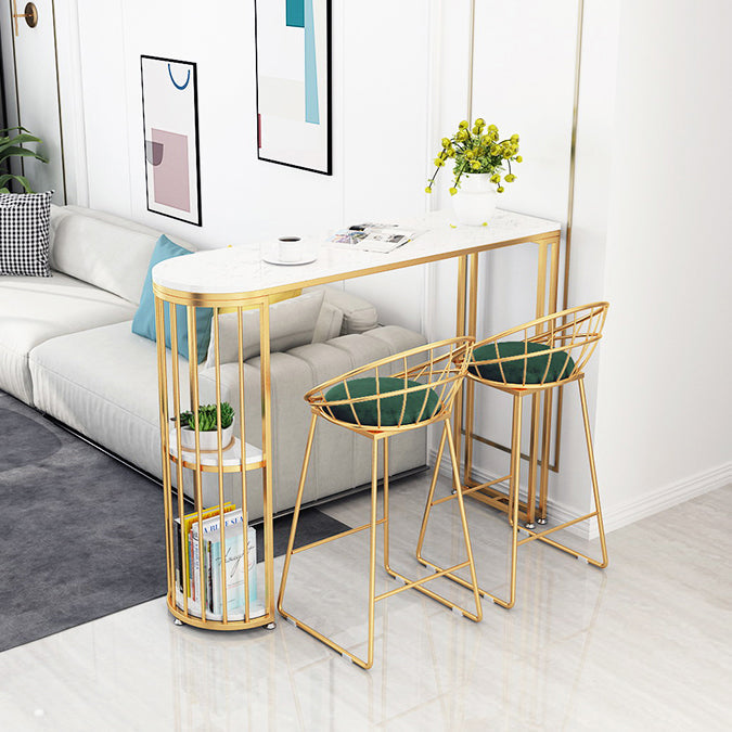 Glam Style Gold Iron Bar Table 41.3"H Marble White Top Bistro Table for Living Room Clearhalo 'Bar Furniture' 'Bar Tables' 'bar_tables' 'Furniture' 'furniture_bar_tables' 'Kitchen & Dining Furniture' 'kitchen&dining_furn' 'kitchen' 4245469