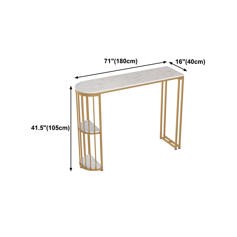 Glam Style Gold Iron Bar Table 41.3"H Marble White Top Bistro Table for Living Room Clearhalo 'Bar Furniture' 'Bar Tables' 'bar_tables' 'Furniture' 'furniture_bar_tables' 'Kitchen & Dining Furniture' 'kitchen&dining_furn' 'kitchen' 4245474