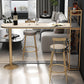 Glam Style Gold Iron Bar Table 41.3"H Faux Marble White Top Bistro Table with Wine Rack Clearhalo 'Bar Furniture' 'Bar Tables' 'bar_tables' 'Furniture' 'furniture_bar_tables' 'Kitchen & Dining Furniture' 'kitchen&dining_furn' 'kitchen' 4245478