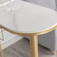 Glam Style Gold Iron Bar Table 41.3"H Faux Marble White Top Bistro Table with Wine Rack Clearhalo 'Bar Furniture' 'Bar Tables' 'bar_tables' 'Furniture' 'furniture_bar_tables' 'Kitchen & Dining Furniture' 'kitchen&dining_furn' 'kitchen' 4245481
