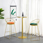 Glam Style Gold Iron Bar Table Marble Round Indoor Pedestal Bistro Table - 21.6"W x 41.3"H Clearhalo 'Bar Furniture' 'Bar Tables' 'bar_tables' 'furn' 'furn_bar_tables' 'Furniture' 'furniture_bar_tables' 'Kitchen & Dining Furniture' 'kitchen&dining_furn' 'kitchen' 4245490