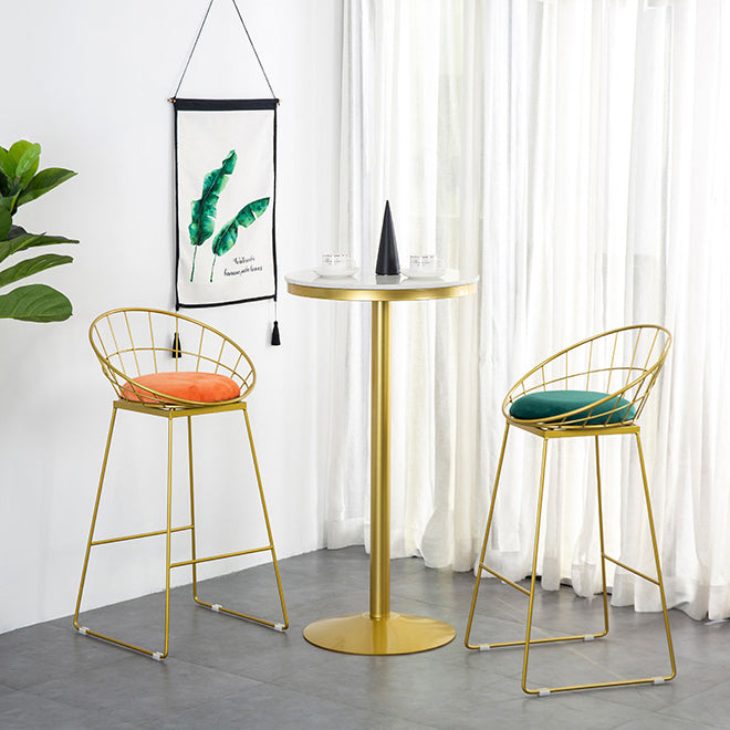 Glam Style Gold Iron Bar Table Marble Round Indoor Pedestal Bistro Table - 21.6"W x 41.3"H Clearhalo 'Bar Furniture' 'Bar Tables' 'bar_tables' 'furn' 'furn_bar_tables' 'Furniture' 'furniture_bar_tables' 'Kitchen & Dining Furniture' 'kitchen&dining_furn' 'kitchen' 4245490