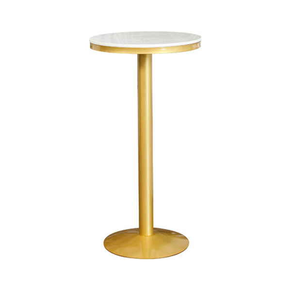 Glam Style Gold Iron Bar Table Marble Round Indoor Pedestal Bistro Table - 21.6"W x 41.3"H White Without Chairs Clearhalo 'Bar Furniture' 'Bar Tables' 'bar_tables' 'furn' 'furn_bar_tables' 'Furniture' 'furniture_bar_tables' 'Kitchen & Dining Furniture' 'kitchen&dining_furn' 'kitchen' 4245491