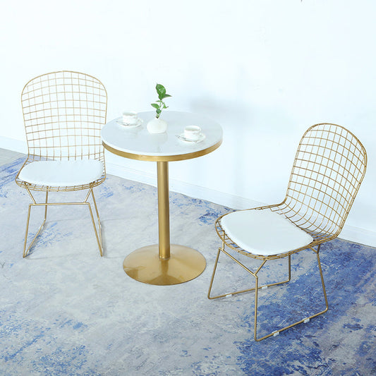 Glam Style Gold Iron Bar Table Marble Round Indoor Pedestal Bistro Table - 21.6"W x 41.3"H Clearhalo 'Bar Furniture' 'Bar Tables' 'bar_tables' 'furn' 'furn_bar_tables' 'Furniture' 'furniture_bar_tables' 'Kitchen & Dining Furniture' 'kitchen&dining_furn' 'kitchen' 4245493