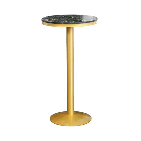 Glam Style Gold Iron Bar Table Marble Round Indoor Pedestal Bistro Table - 21.6"W x 41.3"H Black Without Chairs Clearhalo 'Bar Furniture' 'Bar Tables' 'bar_tables' 'furn' 'furn_bar_tables' 'Furniture' 'furniture_bar_tables' 'Kitchen & Dining Furniture' 'kitchen&dining_furn' 'kitchen' 4245495