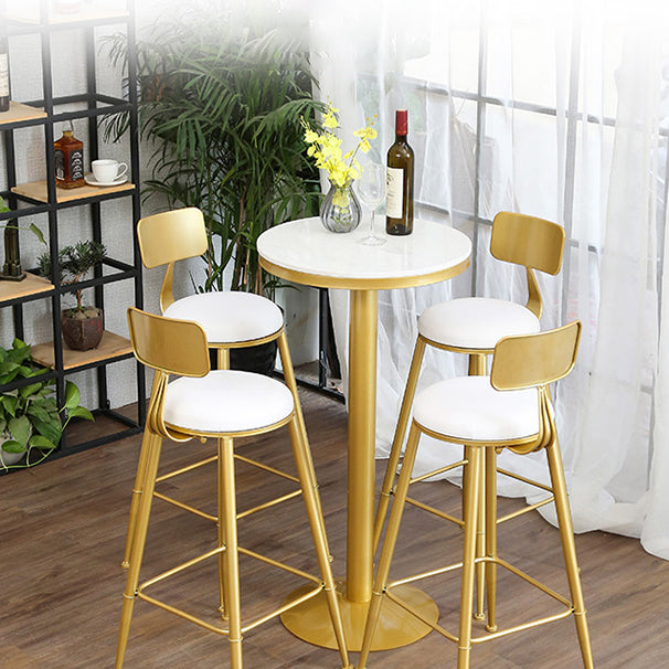 Glam Style Gold Iron Bar Table Marble Round Indoor Pedestal Bistro Table - 21.6"W x 41.3"H Clearhalo 'Bar Furniture' 'Bar Tables' 'bar_tables' 'furn' 'furn_bar_tables' 'Furniture' 'furniture_bar_tables' 'Kitchen & Dining Furniture' 'kitchen&dining_furn' 'kitchen' 4245499