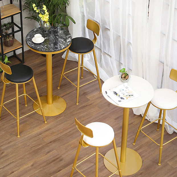 Glam Style Gold Iron Bar Table Marble Round Indoor Pedestal Bistro Table - 21.6"W x 41.3"H Clearhalo 'Bar Furniture' 'Bar Tables' 'bar_tables' 'furn' 'furn_bar_tables' 'Furniture' 'furniture_bar_tables' 'Kitchen & Dining Furniture' 'kitchen&dining_furn' 'kitchen' 4245500