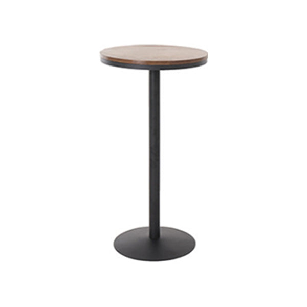 Industrial Black Metal Bar Table Wood 21.6"W Top Indoor Pedestal Bistro Table Round Clearhalo 'Bar Furniture' 'Bar Tables' 'bar_tables' 'Furniture' 'furniture_bar_tables' 'Kitchen & Dining Furniture' 'kitchen&dining_furn' 'kitchen' 4245503