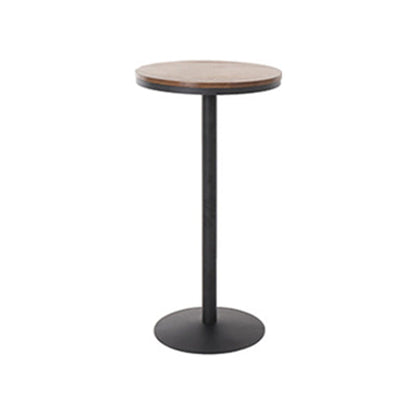 Industrial Black Metal Bar Table Wood 21.6"W Top Indoor Pedestal Bistro Table Round Clearhalo 'Bar Furniture' 'Bar Tables' 'bar_tables' 'Furniture' 'furniture_bar_tables' 'Kitchen & Dining Furniture' 'kitchen&dining_furn' 'kitchen' 4245503