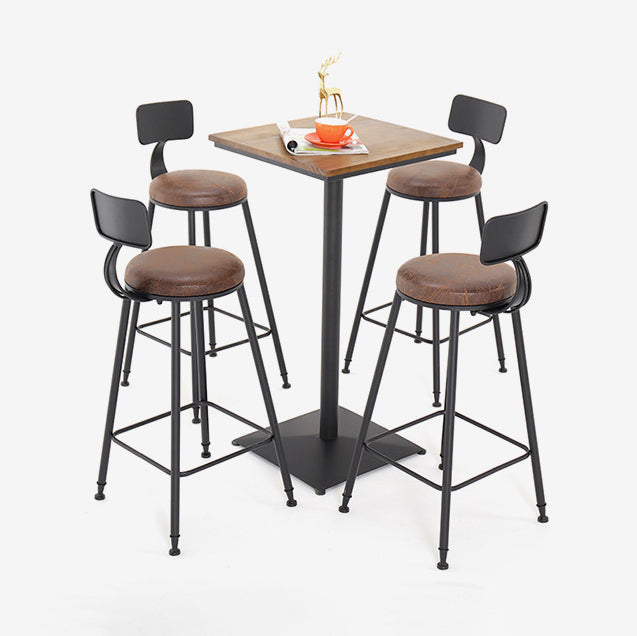 Industrial Black Metal Bar Table Wood 21.6"W Top Indoor Pedestal Bistro Table Clearhalo 'Bar Furniture' 'Bar Tables' 'bar_tables' 'Furniture' 'furniture_bar_tables' 'Kitchen & Dining Furniture' 'kitchen&dining_furn' 'kitchen' 4245507