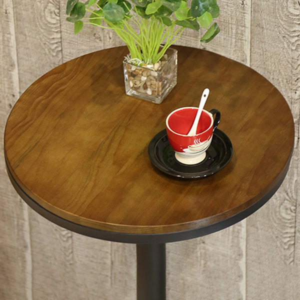 Industrial Black Metal Bar Table Wood 21.6"W Top Indoor Pedestal Bistro Table Clearhalo 'Bar Furniture' 'Bar Tables' 'bar_tables' 'Furniture' 'furniture_bar_tables' 'Kitchen & Dining Furniture' 'kitchen&dining_furn' 'kitchen' 4245509