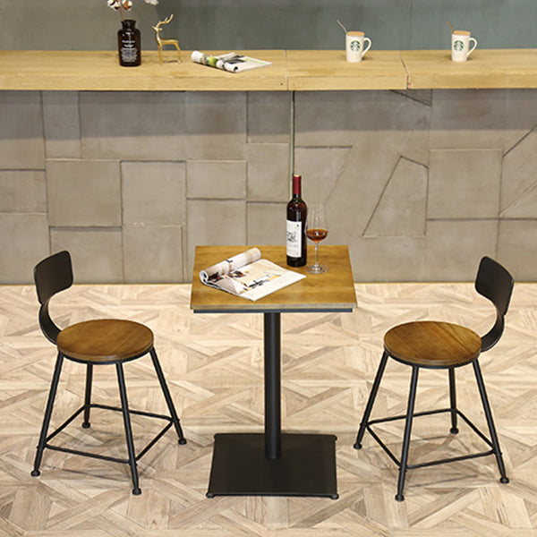 Industrial Black Metal Bar Table Wood 21.6"W Top Indoor Pedestal Bistro Table Clearhalo 'Bar Furniture' 'Bar Tables' 'bar_tables' 'Furniture' 'furniture_bar_tables' 'Kitchen & Dining Furniture' 'kitchen&dining_furn' 'kitchen' 4245515