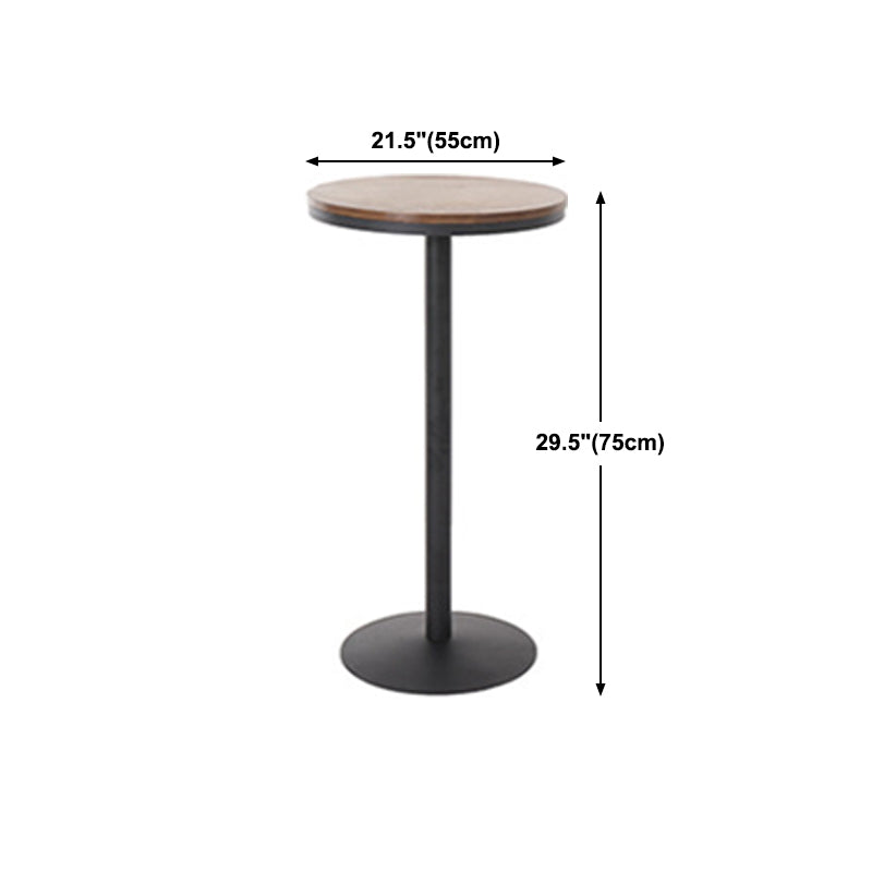Industrial Black Metal Bar Table Wood 21.6"W Top Indoor Pedestal Bistro Table Clearhalo 'Bar Furniture' 'Bar Tables' 'bar_tables' 'Furniture' 'furniture_bar_tables' 'Kitchen & Dining Furniture' 'kitchen&dining_furn' 'kitchen' 4245516