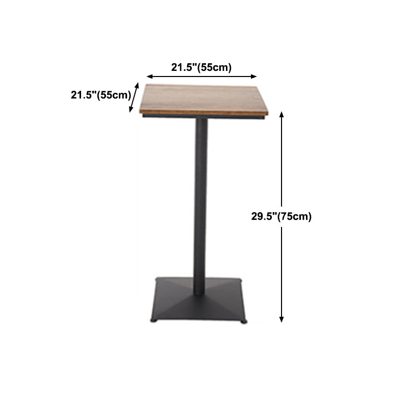 Industrial Black Metal Bar Table Wood 21.6"W Top Indoor Pedestal Bistro Table Clearhalo 'Bar Furniture' 'Bar Tables' 'bar_tables' 'Furniture' 'furniture_bar_tables' 'Kitchen & Dining Furniture' 'kitchen&dining_furn' 'kitchen' 4245517