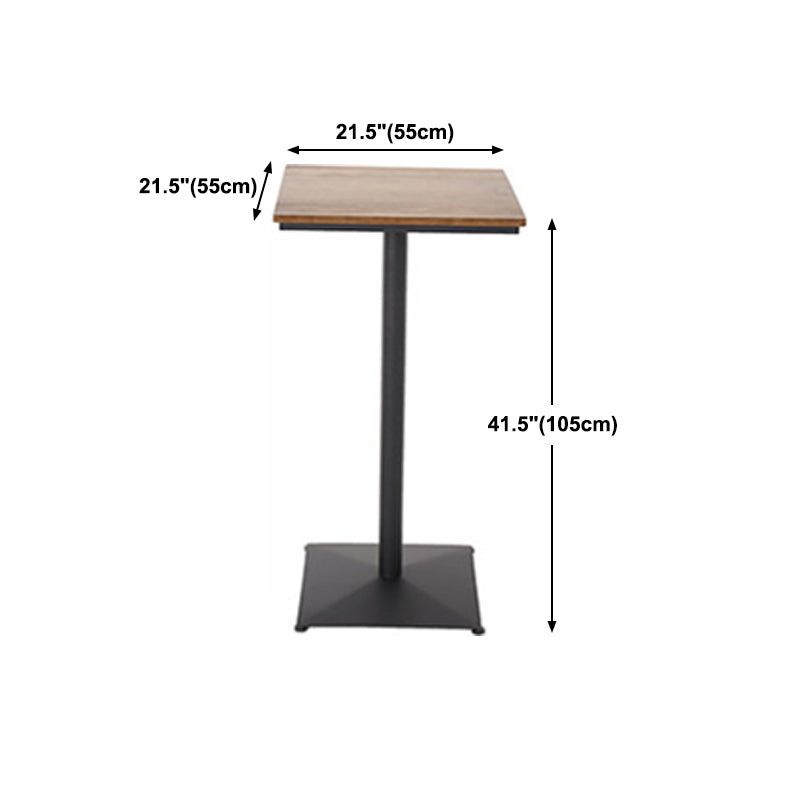 Industrial Black Metal Bar Table Wood 21.6"W Top Indoor Pedestal Bistro Table Clearhalo 'Bar Furniture' 'Bar Tables' 'bar_tables' 'Furniture' 'furniture_bar_tables' 'Kitchen & Dining Furniture' 'kitchen&dining_furn' 'kitchen' 4245519