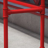 Industrial Style Red Iron Bar Table Rectangle Black Wood Top Indoor 41.34"H Bistro Table Clearhalo 'Bar Furniture' 'Bar Tables' 'bar_tables' 'furn' 'furn_bar_tables' 'Furniture' 'furniture_bar_tables' 'Kitchen & Dining Furniture' 'kitchen&dining_furn' 'kitchen' 4245568