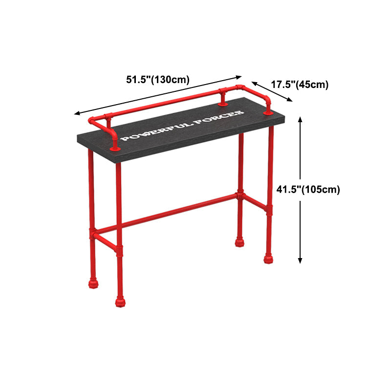 Industrial Style Red Iron Bar Table Rectangle Black Wood Top Indoor 41.34"H Bistro Table Clearhalo 'Bar Furniture' 'Bar Tables' 'bar_tables' 'furn' 'furn_bar_tables' 'Furniture' 'furniture_bar_tables' 'Kitchen & Dining Furniture' 'kitchen&dining_furn' 'kitchen' 4245572