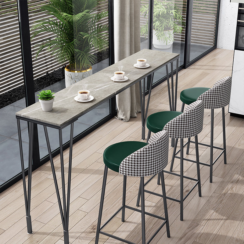 Glam Grey Stone Bar Dining Table Rectangle Indoor Bistro Table with Four Pedestal Clearhalo 'Bar Furniture' 'Bar Tables' 'bar_tables' 'furn' 'furn_bar_tables' 'Furniture' 'furniture_bar_tables' 'Kitchen & Dining Furniture' 'kitchen&dining_furn' 'kitchen' 4245577