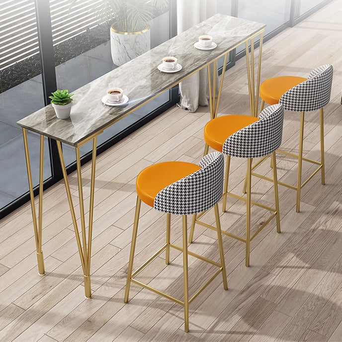Glam Grey Stone Bar Dining Table Rectangle Indoor Bistro Table with Four Pedestal Clearhalo 'Bar Furniture' 'Bar Tables' 'bar_tables' 'furn' 'furn_bar_tables' 'Furniture' 'furniture_bar_tables' 'Kitchen & Dining Furniture' 'kitchen&dining_furn' 'kitchen' 4245581