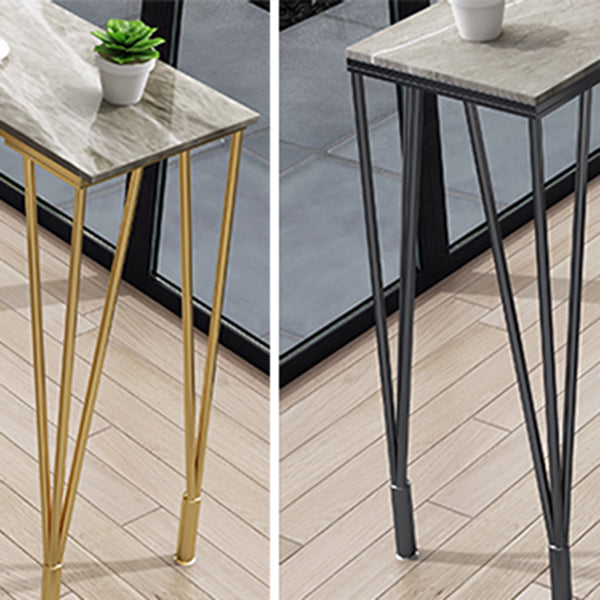 Glam Grey Stone Bar Dining Table Rectangle Indoor Bistro Table with Four Pedestal Clearhalo 'Bar Furniture' 'Bar Tables' 'bar_tables' 'furn' 'furn_bar_tables' 'Furniture' 'furniture_bar_tables' 'Kitchen & Dining Furniture' 'kitchen&dining_furn' 'kitchen' 4245582