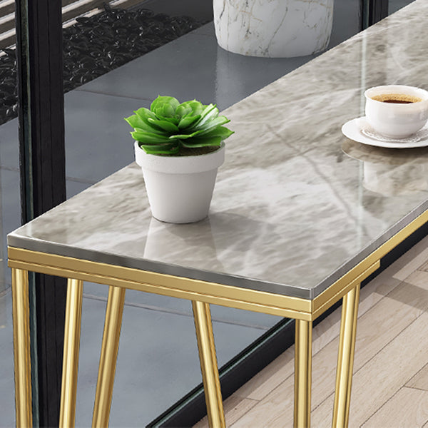 Glam Grey Stone Bar Dining Table Rectangle Indoor Bistro Table with Four Pedestal Clearhalo 'Bar Furniture' 'Bar Tables' 'bar_tables' 'furn' 'furn_bar_tables' 'Furniture' 'furniture_bar_tables' 'Kitchen & Dining Furniture' 'kitchen&dining_furn' 'kitchen' 4245584